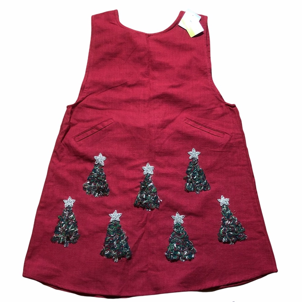 Holiday Christmas Tree Cotton Embellished Apron OS